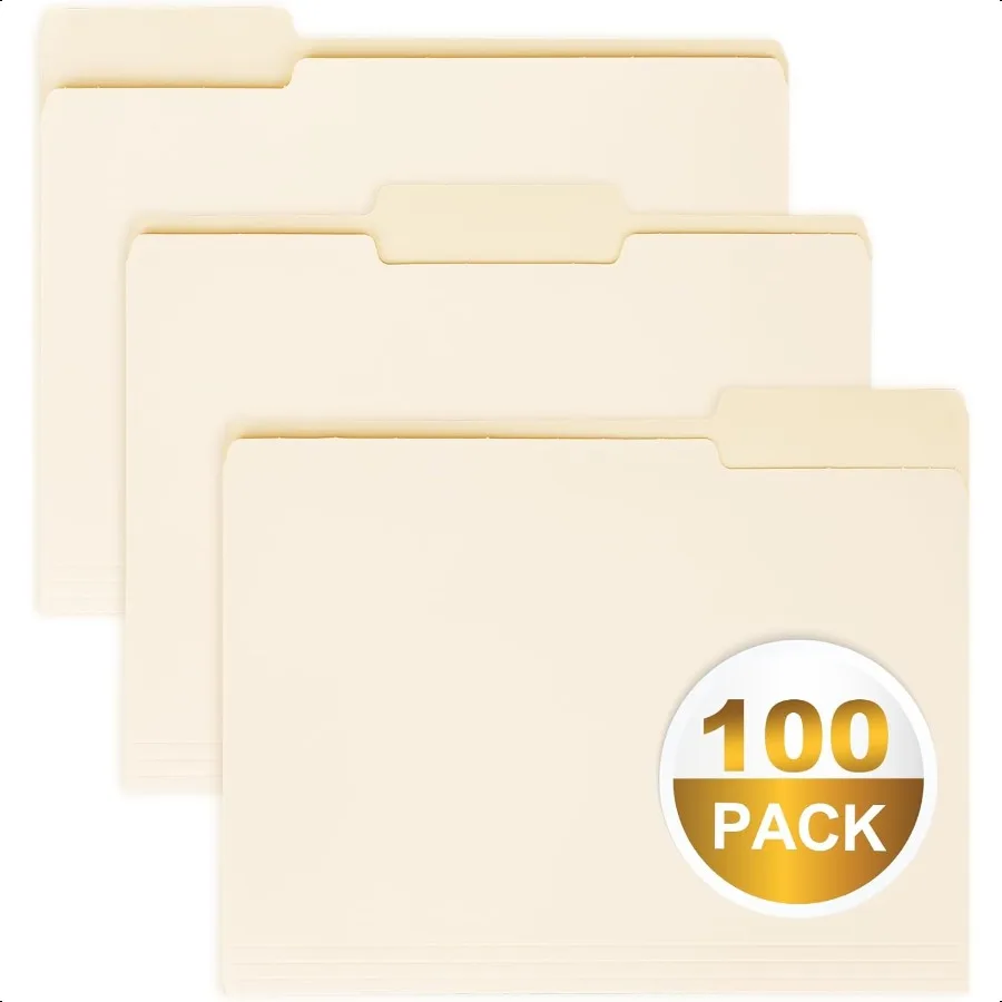 

100 Packs Manila File FolderManila Folder 8.5x11 1 3 Cut Tabs Folder for Office School and Home Organizer File Folder Letter Si