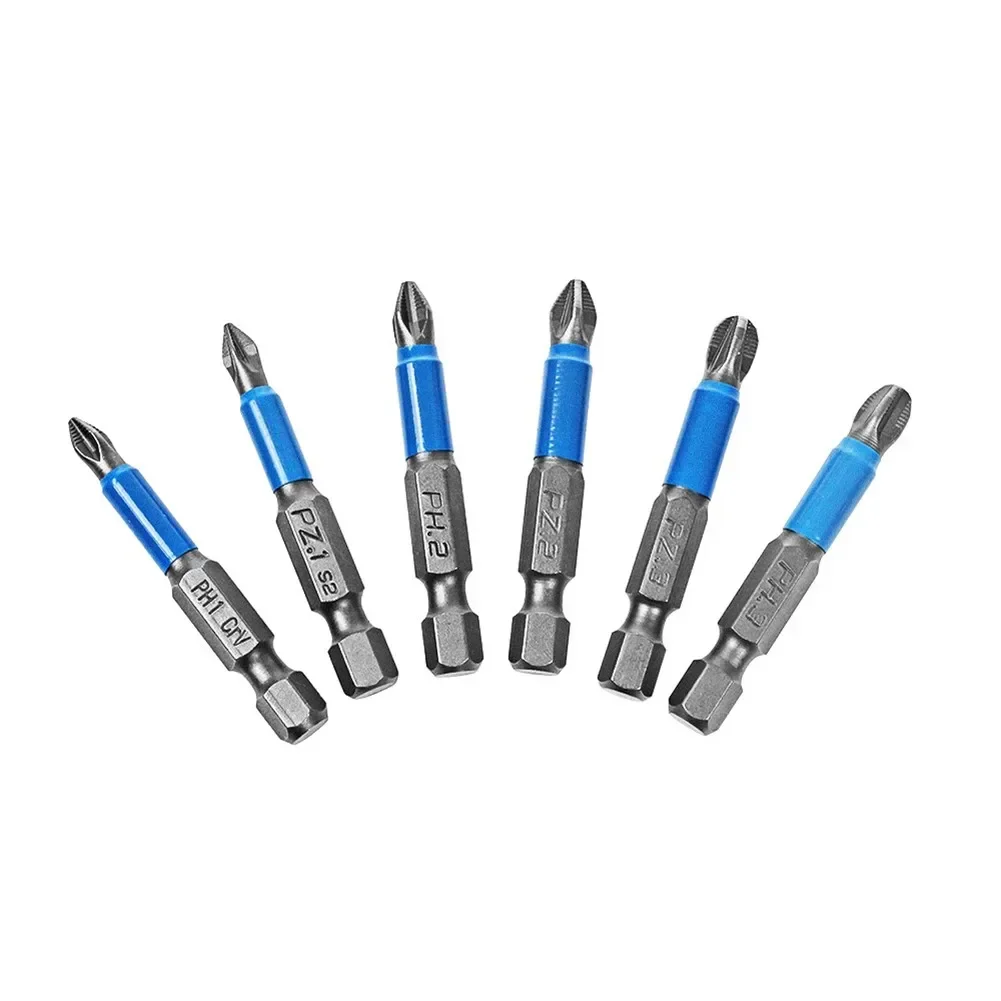 6PCs No-slip PZ1/PZ2/PZ3 Screwdriver Bit Sets For Drill Magnetic Alloy Steel Screwdriver Electric Bit 50mm PH1/PH2/PH3