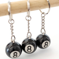 Fashion Creative Billiard Pool Keychain Table Ball Key Ring Lucky Black No.8 Key Chain 25mm Resin Ball Jewelry Gift