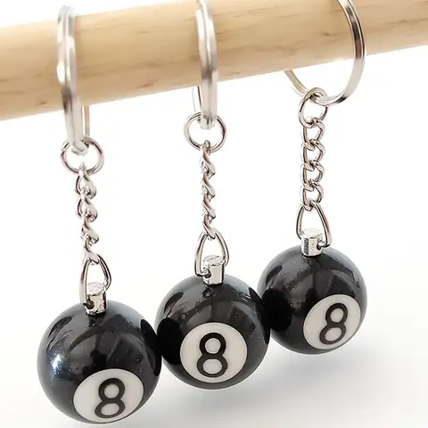 Fashion Creative Billiard Pool Keychain Table Ball Key Ring Lucky Black No.8 Key Chain 25mm Resin Ball Jewelry Gift