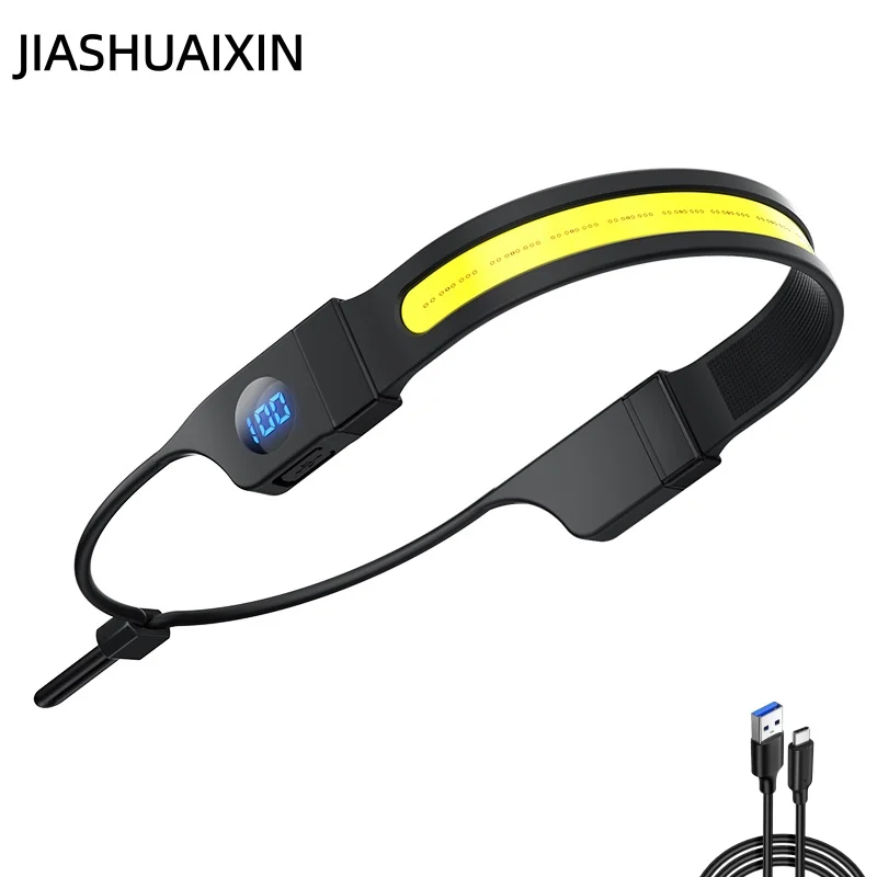 

Налобный фонарь COB со встроенной батареей, зарядкой типа C, цифровым дисплеем мощности, силиконовый налобный фонарь с двойным источником мощного света