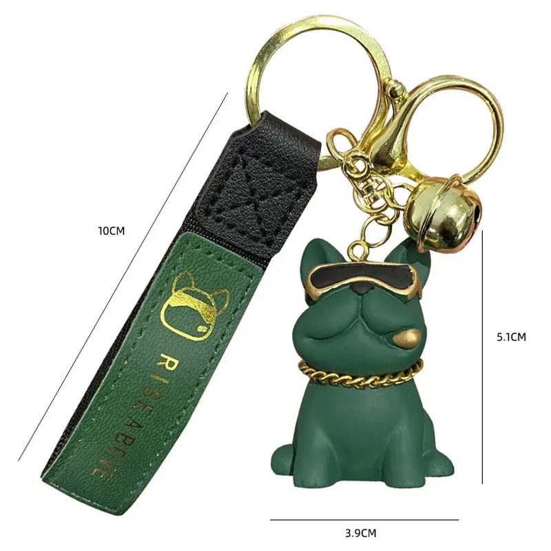 Fashion Cigar French Bull Dog Key Chain PVC Keychain Strap Pendant For Women Bag Car Keyring Accessories Keys Holder Organizer