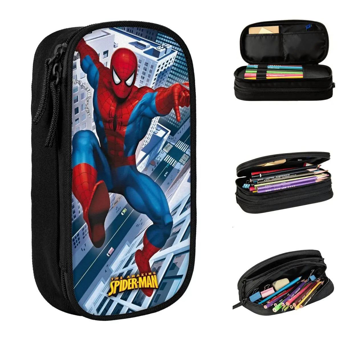 Spider-Man Comic Handsome Cool Pencil Case Cartoon Anime Pen Box Bag Kids Large Storage Students School Zipper Pencilcases