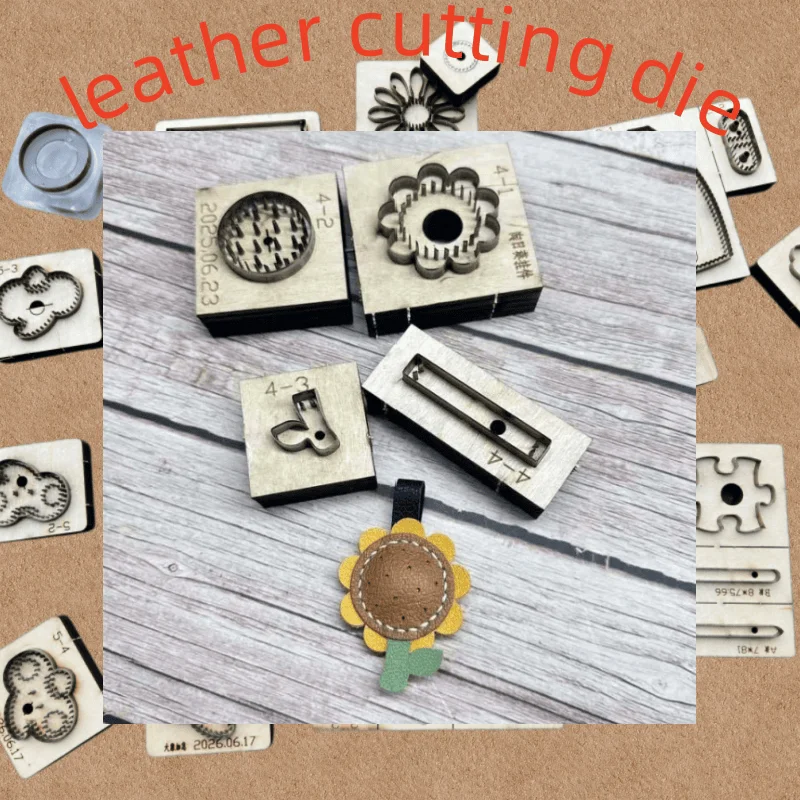 Sunflower Bag Pendant Cutting Die, DIY Handmade Leather Craft Punch Mold Compatible with Most Manual Die Cut