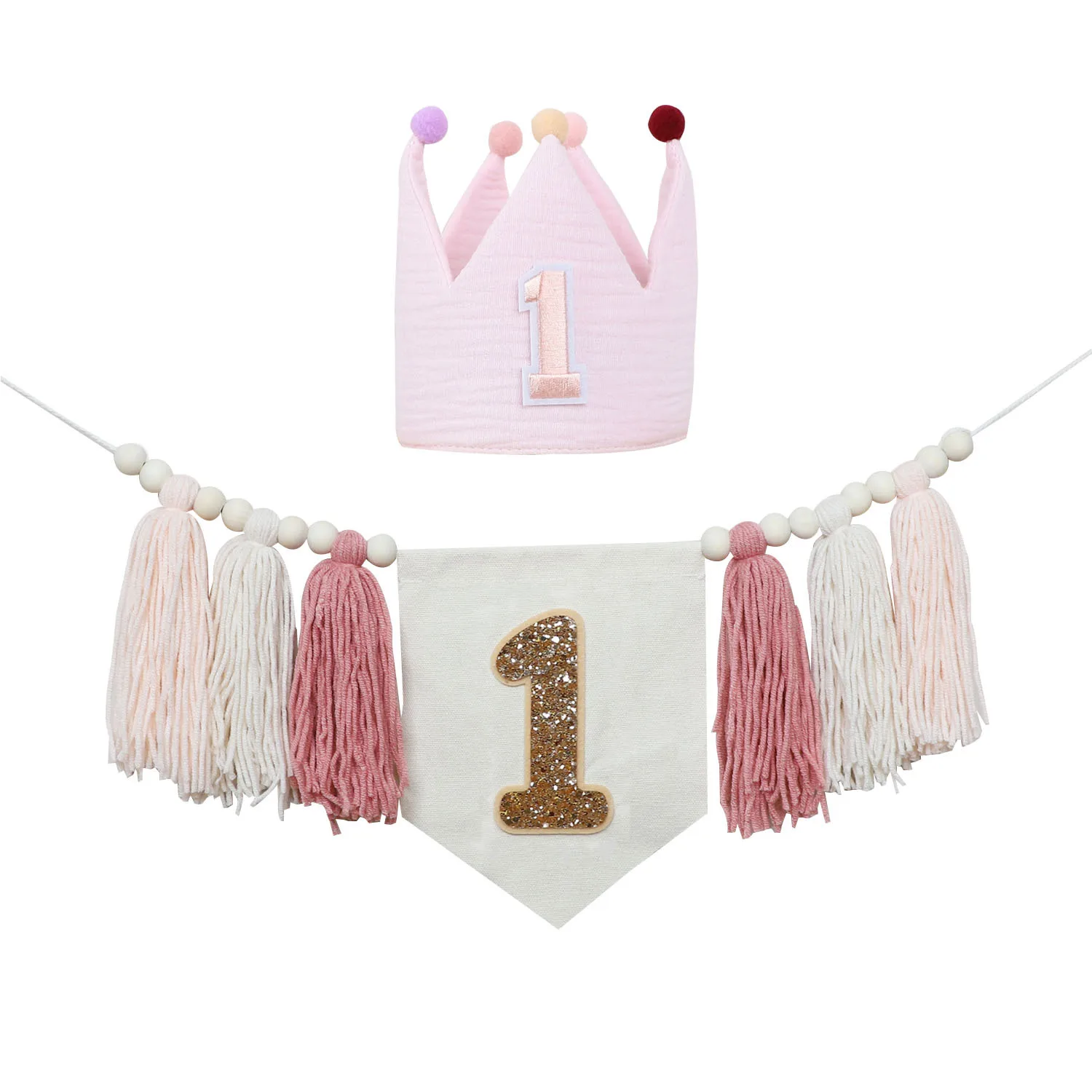 Boho 1. Geburtstag Hochstuhl Banner Rosa Party Dekoration für Mädchen Baby Dusche Wandbehänge dekorativ für Kinder Schlafzimmer – Detail 6