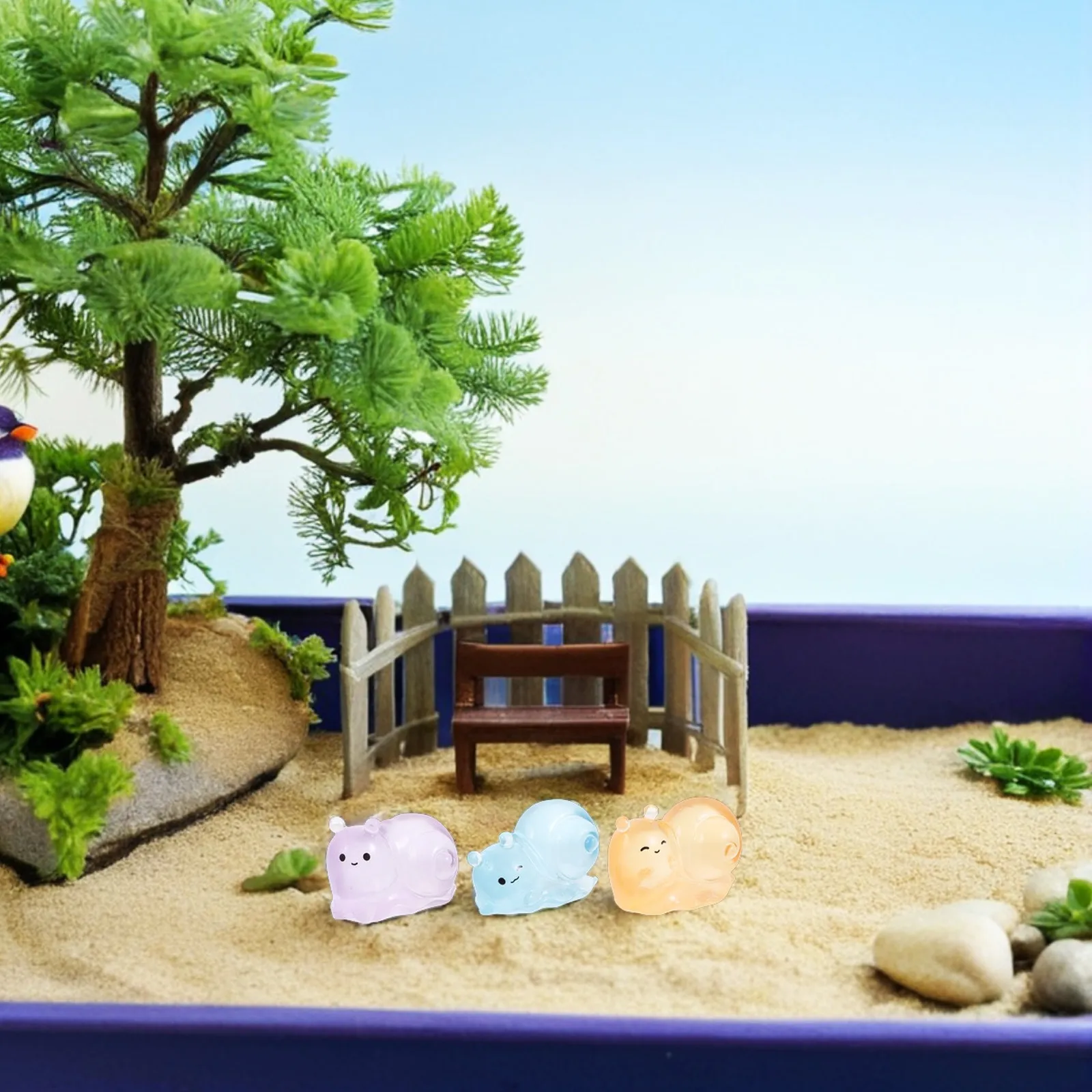 12Pcs Micro Landscape Accessories Cute Luminous Resin Snail Mini Resin Figures Garden Decoration Tiny Animal Ornaments