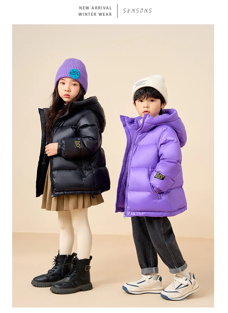 Herbst und Winter Neue Kinder-Daunenjacke Schwarz Gold Standard Eltern-Kind Weiße Entendaunen Verdickte Jacke für Jungen und Mädchen – Detail 12