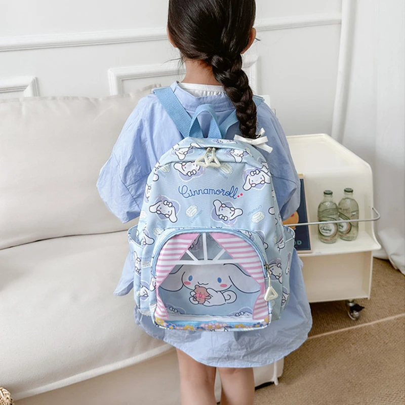 Mochila Kawaii de dibujos animados Sanrio Melody Kuromi Cinnamoroll, bolso escolar de moda para niños, bolsos de hombro de alta capacidad, regalos