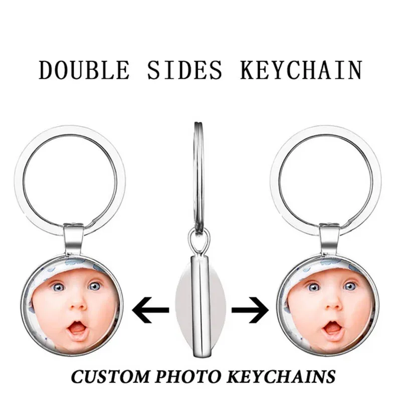 Diy Double-Sided Handmade Personalized Custom Key Ring Baby Family Portrait Pendant Key Chain Custom Baby Key Chain Pendant Gift