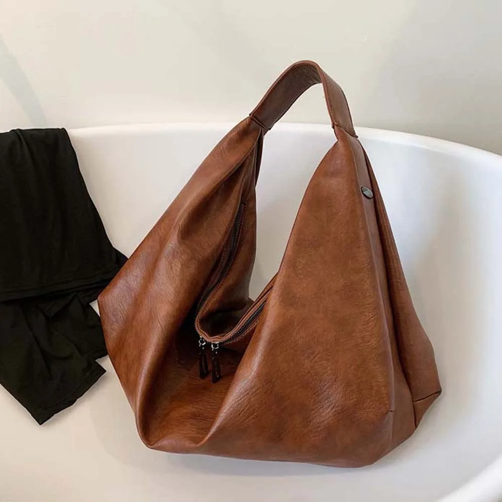 Повседневная сумка для пельменей из искусственной кожи в японском стиле, мягкая универсальная дорожная сумка в стиле ретро, однотонная большая вместительная сумка для подмышек, дорожная сумка