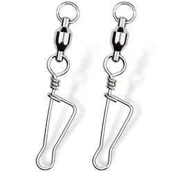 20Pcs/Bag Fishing Rolling Swivels Connector With T Shape Snap 0# - 8# For Fishhook Lure Tackle Carp Fishing Accessories