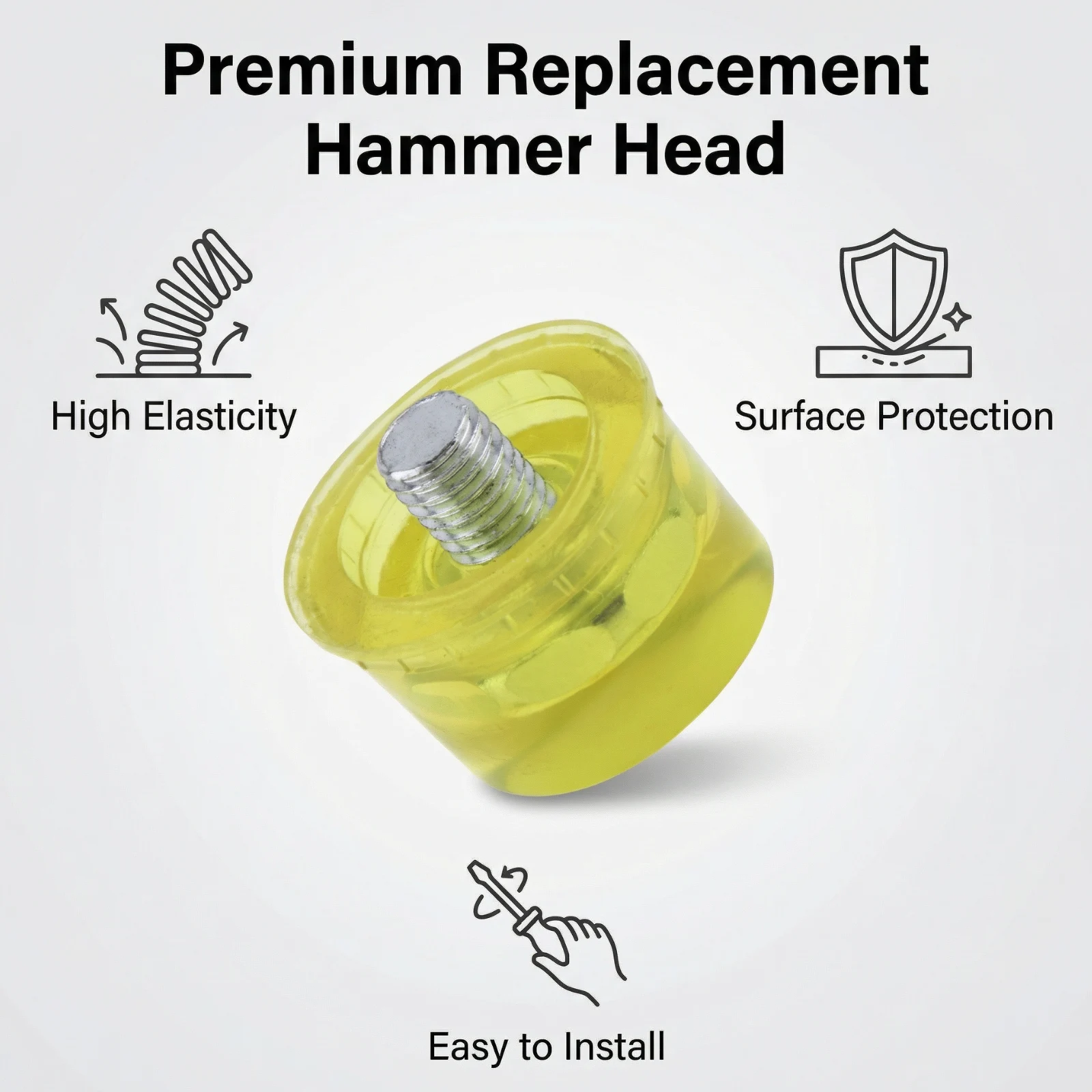 2 pcs 24 mm Rubber Hammer Replaceable Hammer Head Double Faced Work, Glazing Window Beads Hammer Nylon Head Mallet Tool