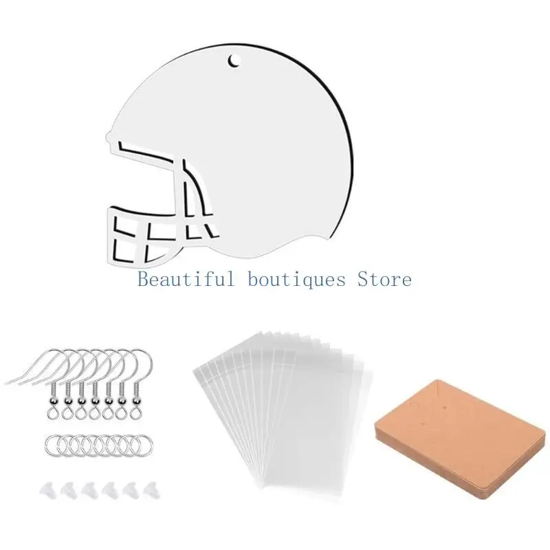 

U4LF 50 Pcs Sublimation Blanks Ear Pendant Helmets/Football Shaped Earrings for Women