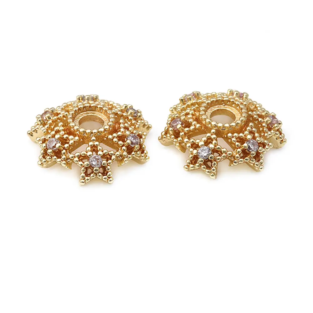 8MM 10MM 12MM 14MM 16MM 18K Gold Farbe Messing Blume Perlen Kappen Hohe Qualität Halskette Ohrringe Schmuck Zubehör – Detail 14