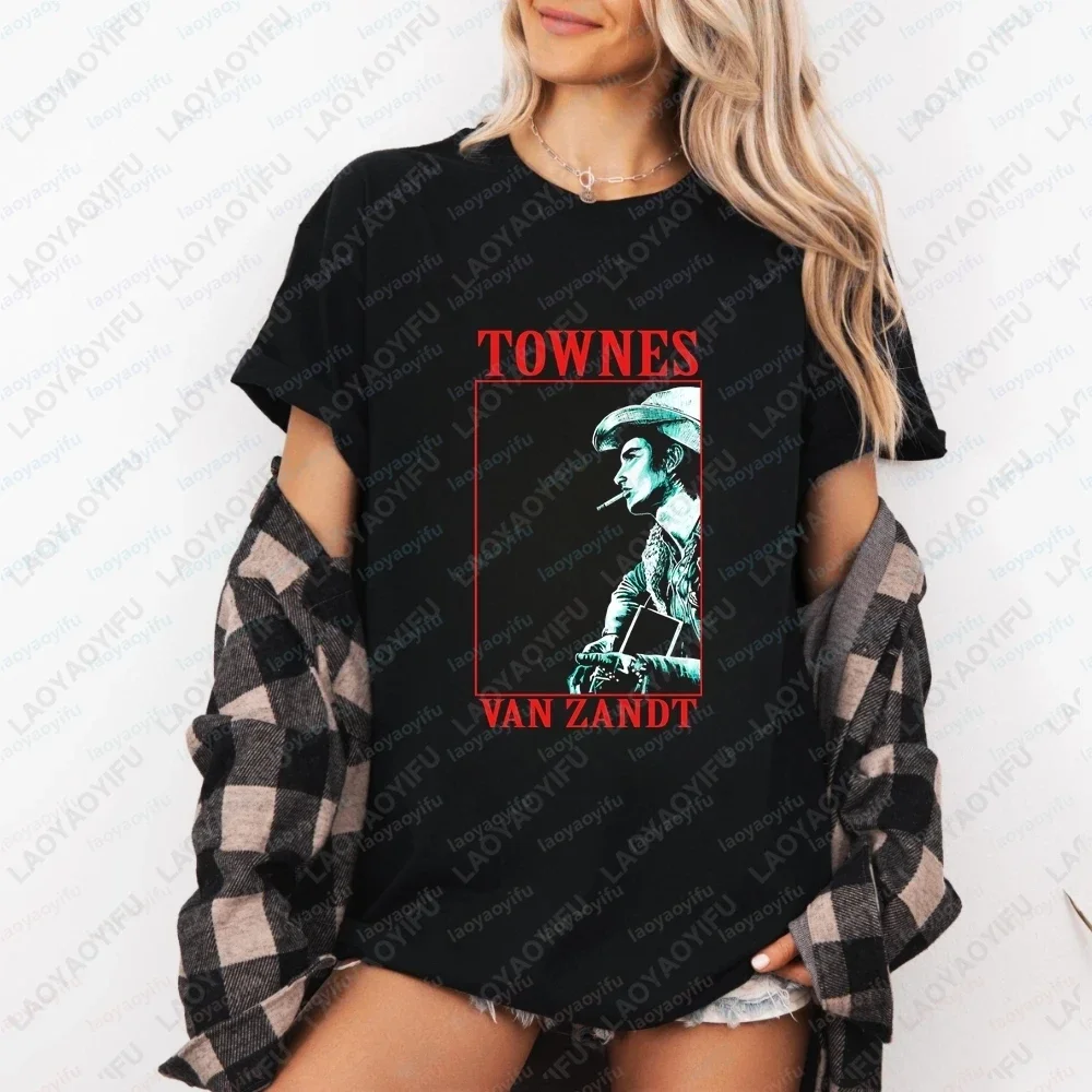 Townes Van Zandt Pop Music Summer Trend Original Store Short-Sleeved T-Shirt for Both Men and Women with Pattern