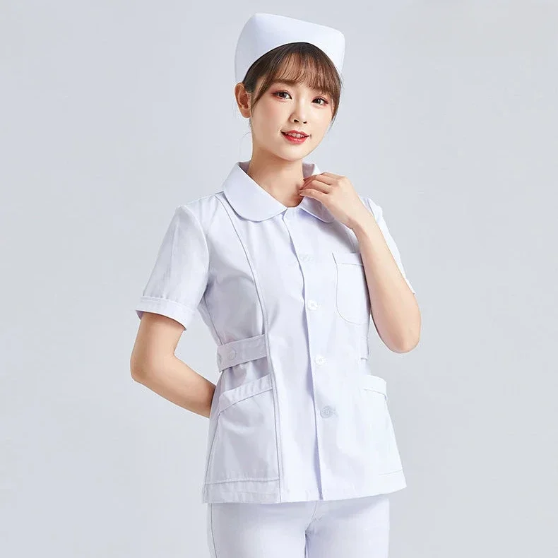 Customizable LOGO White scrubs uniforms women Pet Grooming Clinic Nursing Clothes Workwear Nurse Scrub Work Pink Medical Uniform