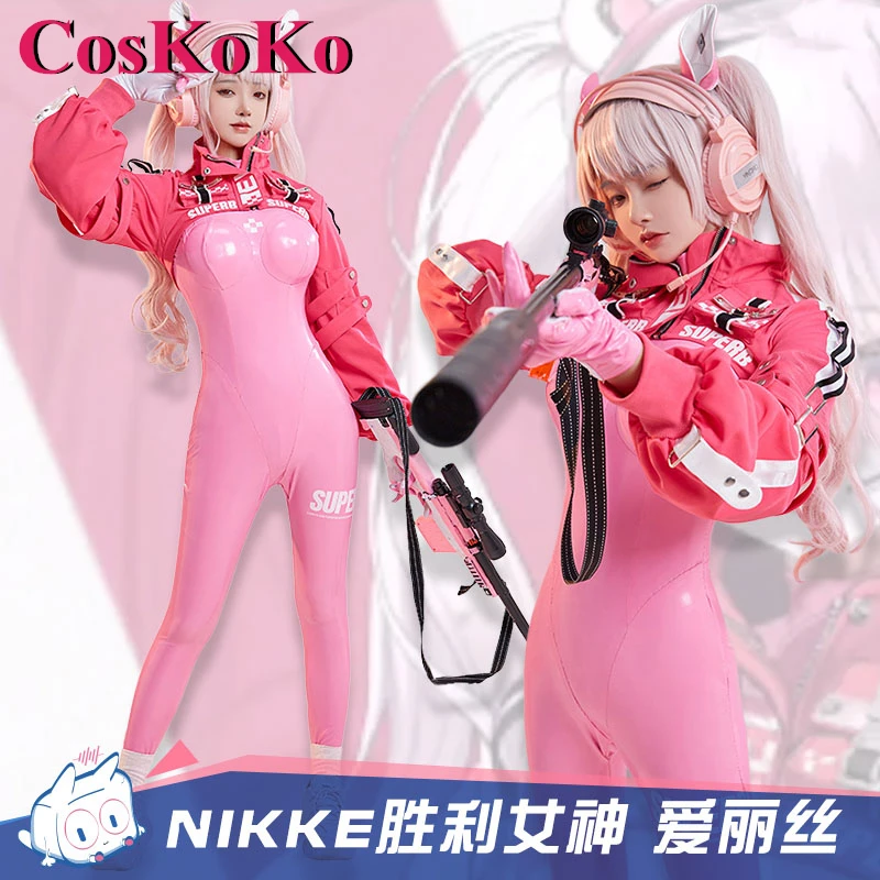 CosKoKo Alice Cosplay Anime Game NIKKE Costume Nifty Sweet Pink Combat Uniform Halloween Carnival Party Role Play Clothing XS-L