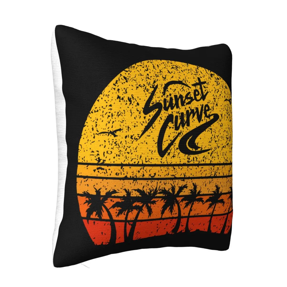 Funny Vintage Sunset Curve Essential Unisex Tee Unisex Straight Aesthetic Dj Female Top Rock Pillow Case