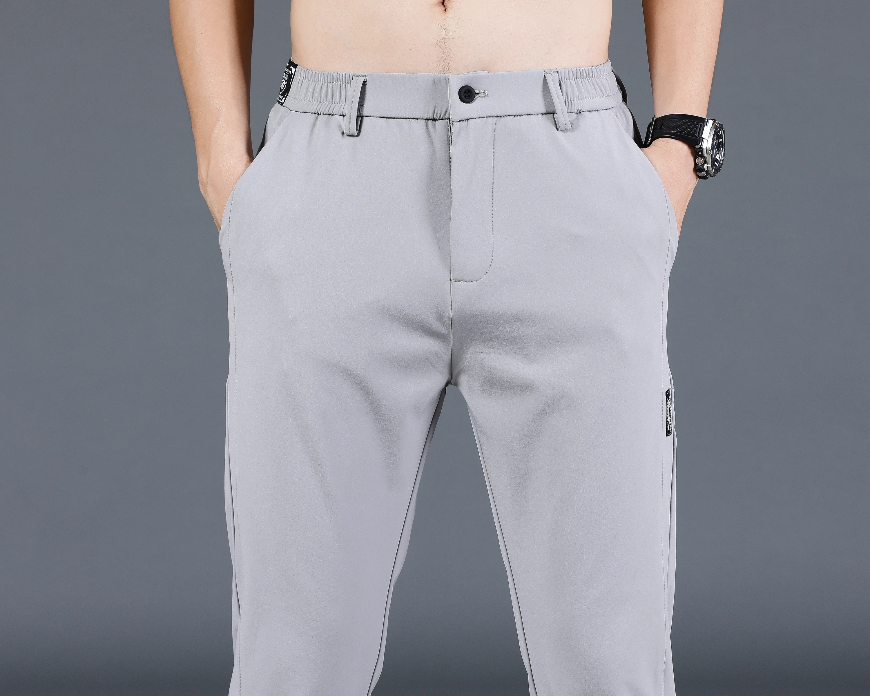 2026 Spring/Summer Thin Men's Casual Pants Men's Wear Ice Silk Pants Men's Trendy Korean Slim Fit Straight Leg Pants