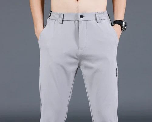 Imagen 2 del producto Pantalones informales finos para hombre, ropa de seda helada, pantalones de pierna recta ajustadas coreanas a la moda, Primavera/Verano 2024