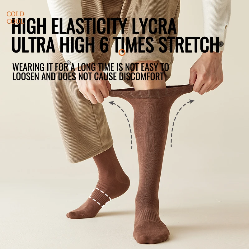 MiiOW Warm Winter Socks Men Knee Long Sock Pure Cotton Longer Stocking Compression High Sock Heated Terry Sock Thicken Calf Sock