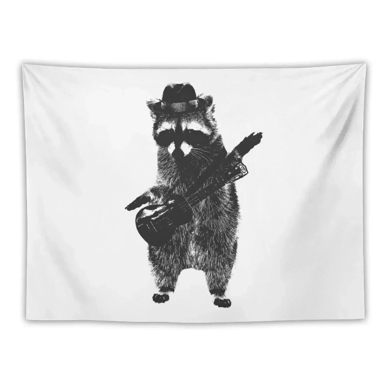 

Raccoon wielding ukulele Tapestry Cute Decor Mushroom Custom Home Decorations Aesthetic Tapestry