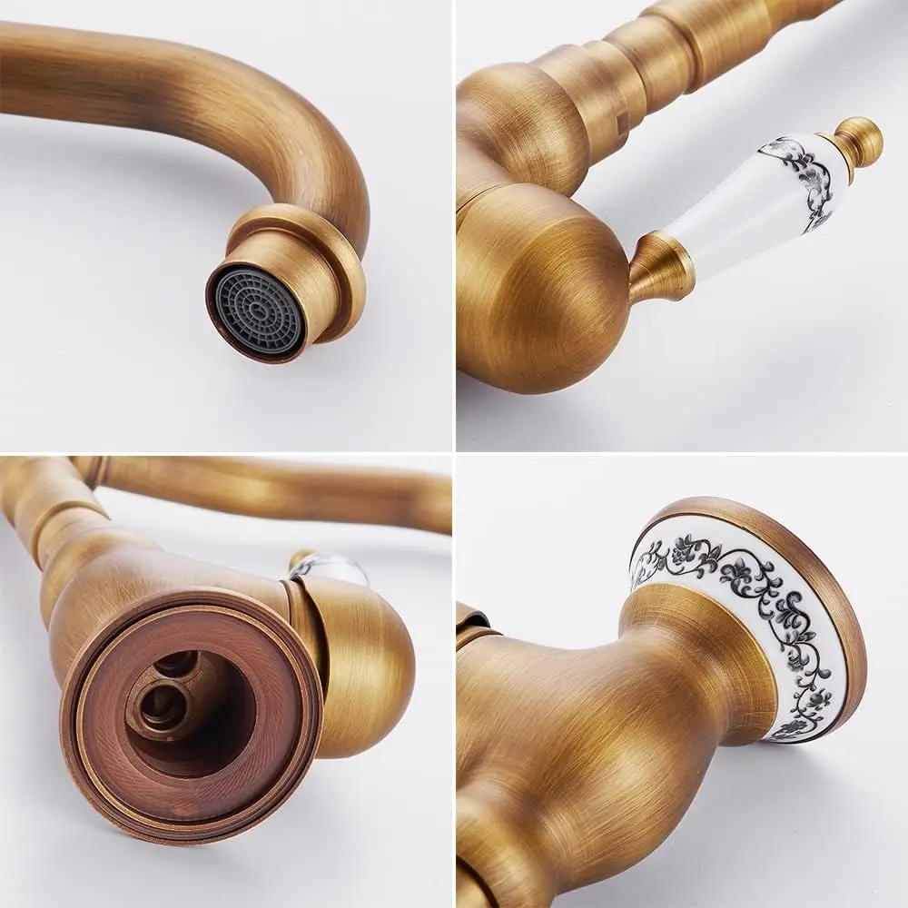 Grifo de bronce antiguo para baño y cocina, grifo mezclador para lavabo, grifos para lavabo, mezclador de agua fría y caliente con un solo mango