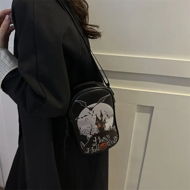 Funny Harajuku Ghost Goth Crossbody Tote 90s Vintage Bags For Women Punk Emo Purse Wallets Mobile Phone Ladies Hand Bag Y2k Girl