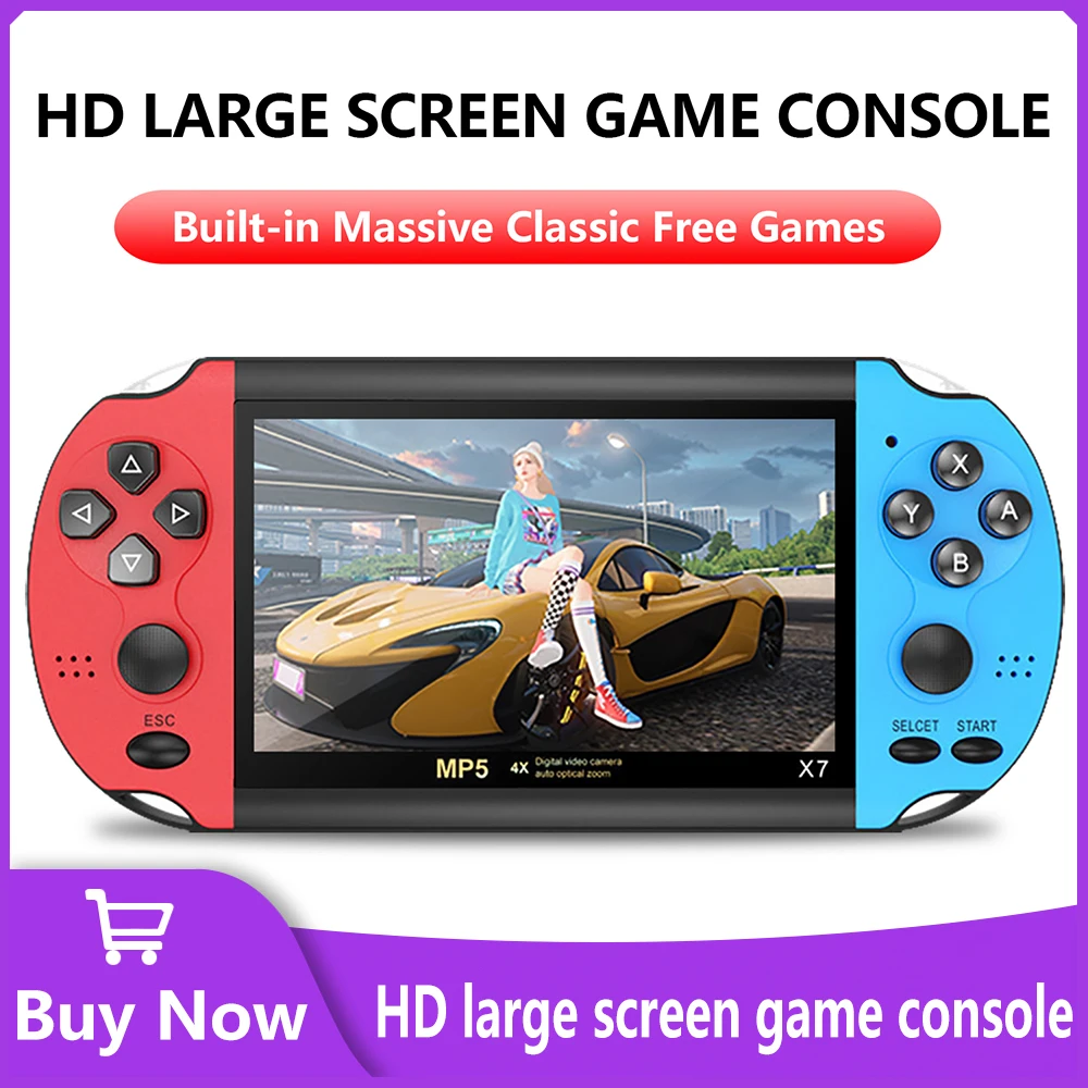 

X7 4.3 Inch Handheld Retro Game Console Video Game Console Dual Joysticks Built-in 10000 Free Games HD Video Player TV Output