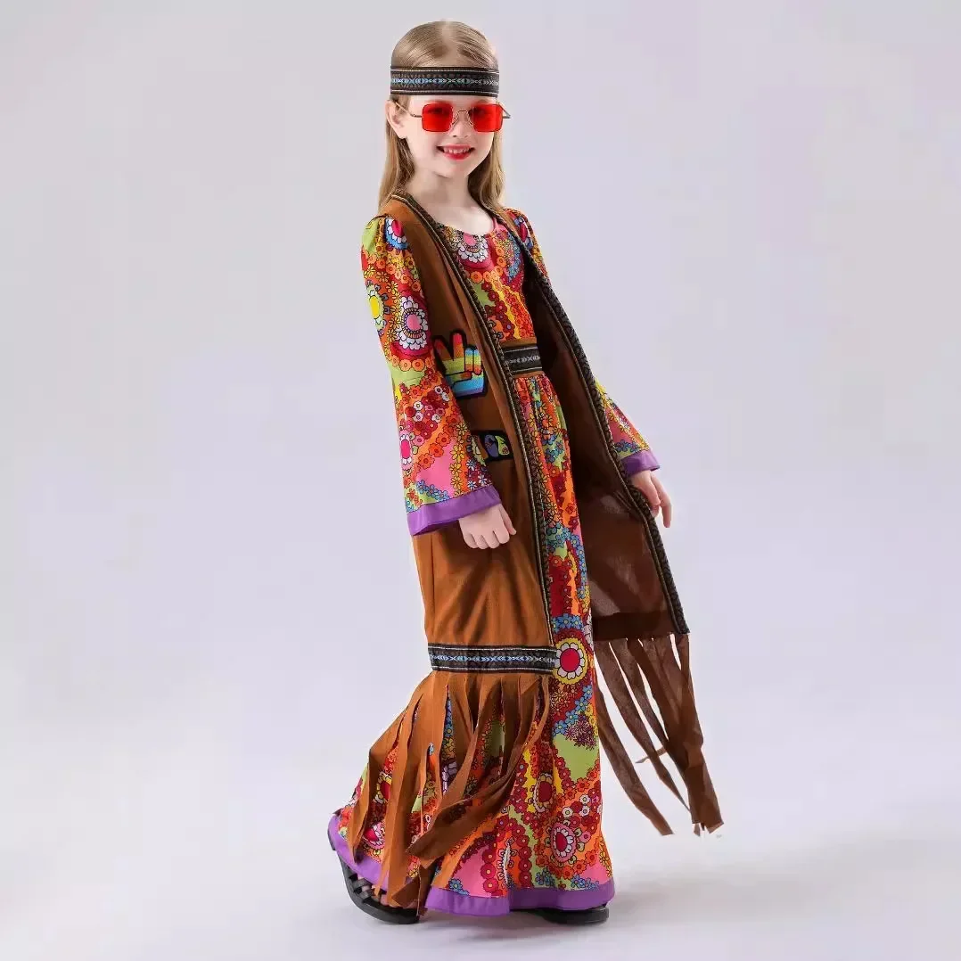 

Children Hippie Costume Oktoberfest Beer Kid Girls Costume Traditional German Dress Grils Medieval Traditional Party Dress