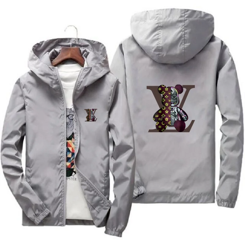 2024 men's luxury brand new hooded windbreaker, mountaineering sports men's fashionable printed casual jacket high-quality top