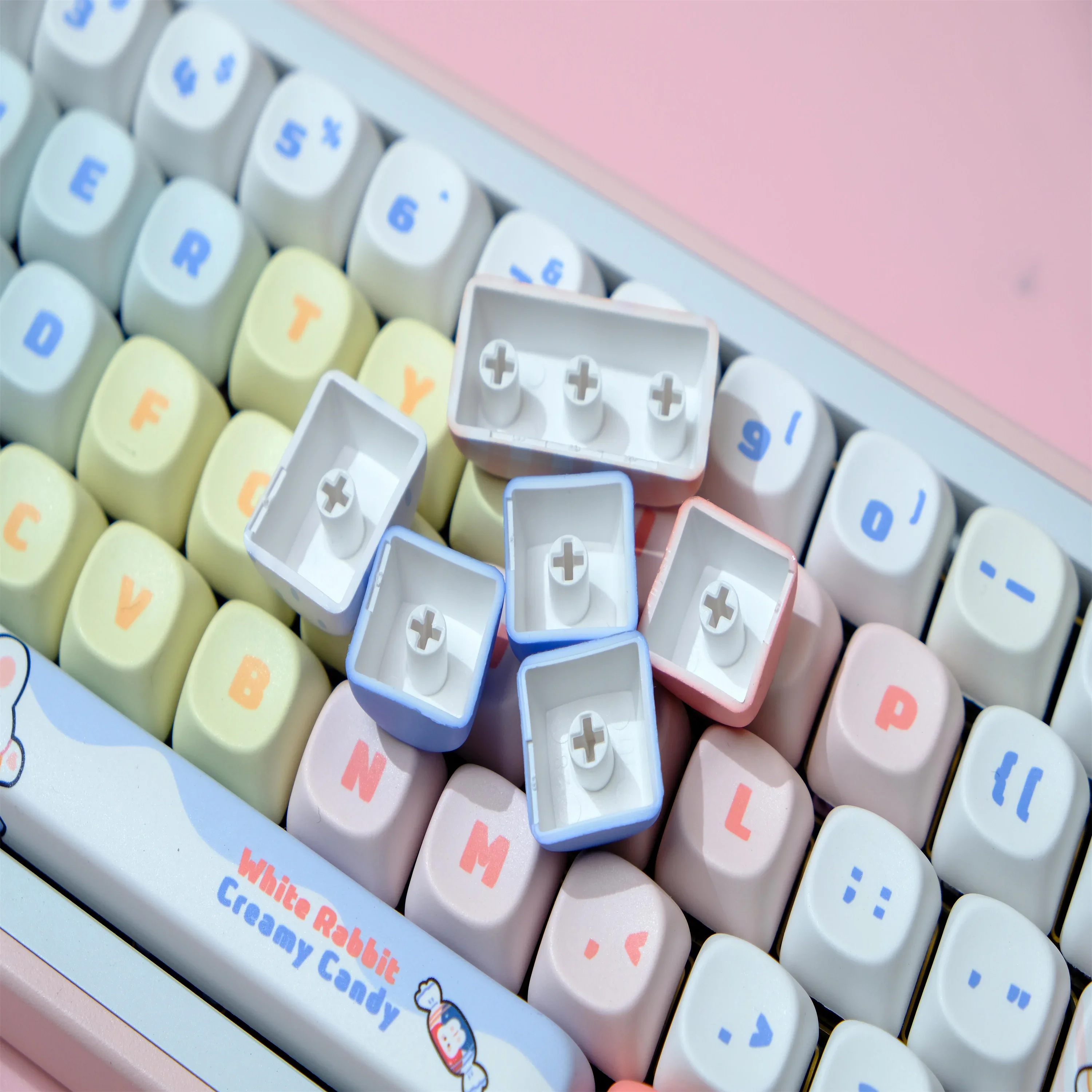 White Rabbit keycap 126 key PBT material MOA highly sublimation process Suitable for a variety of mechanical keyboards