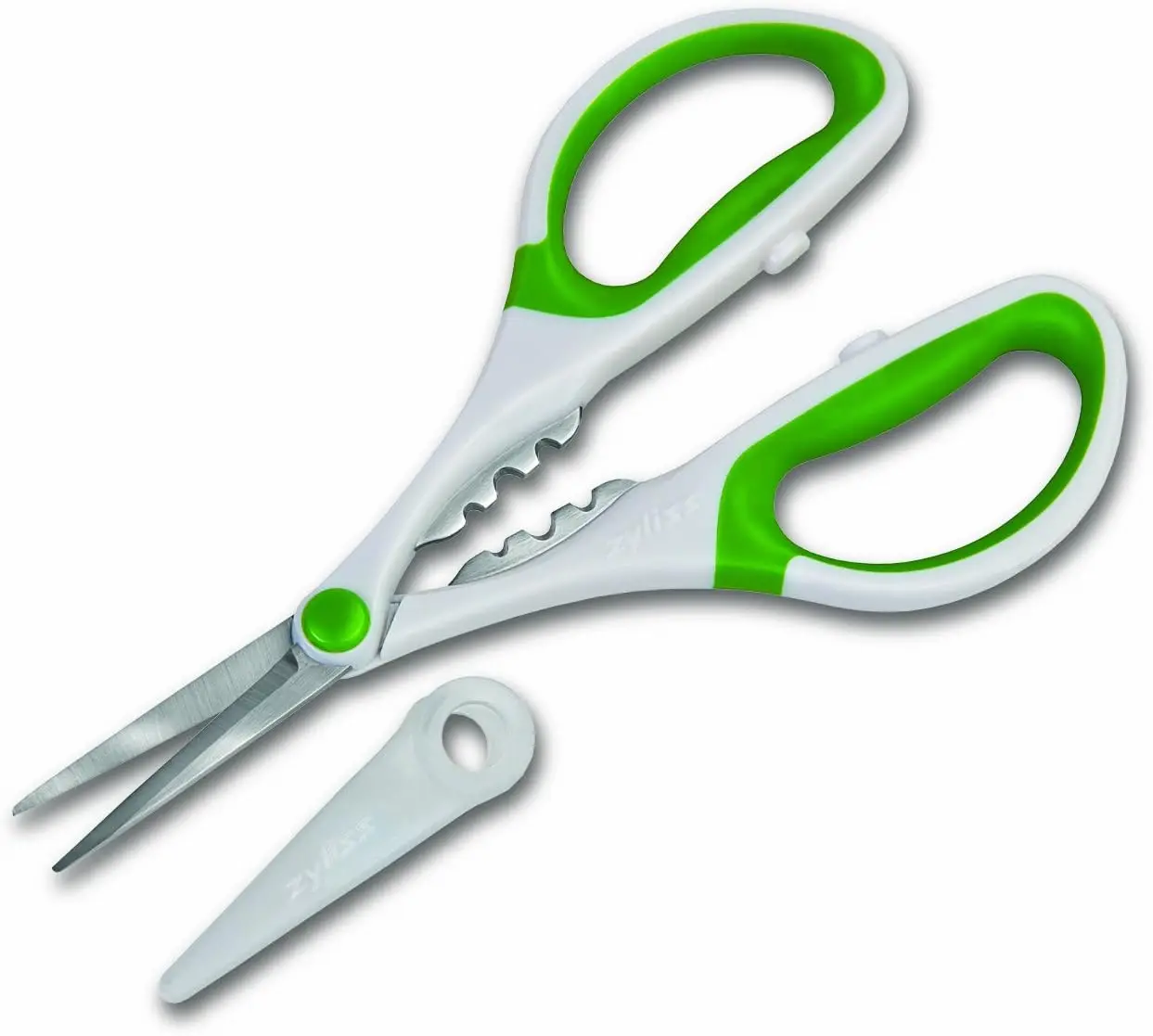 

Heavy Duty Kitchen Herb Scissors with Stem Stripper, Versatile for Weeds & Flower Buds - White/Green - 8.5x4.2x0.4 inches