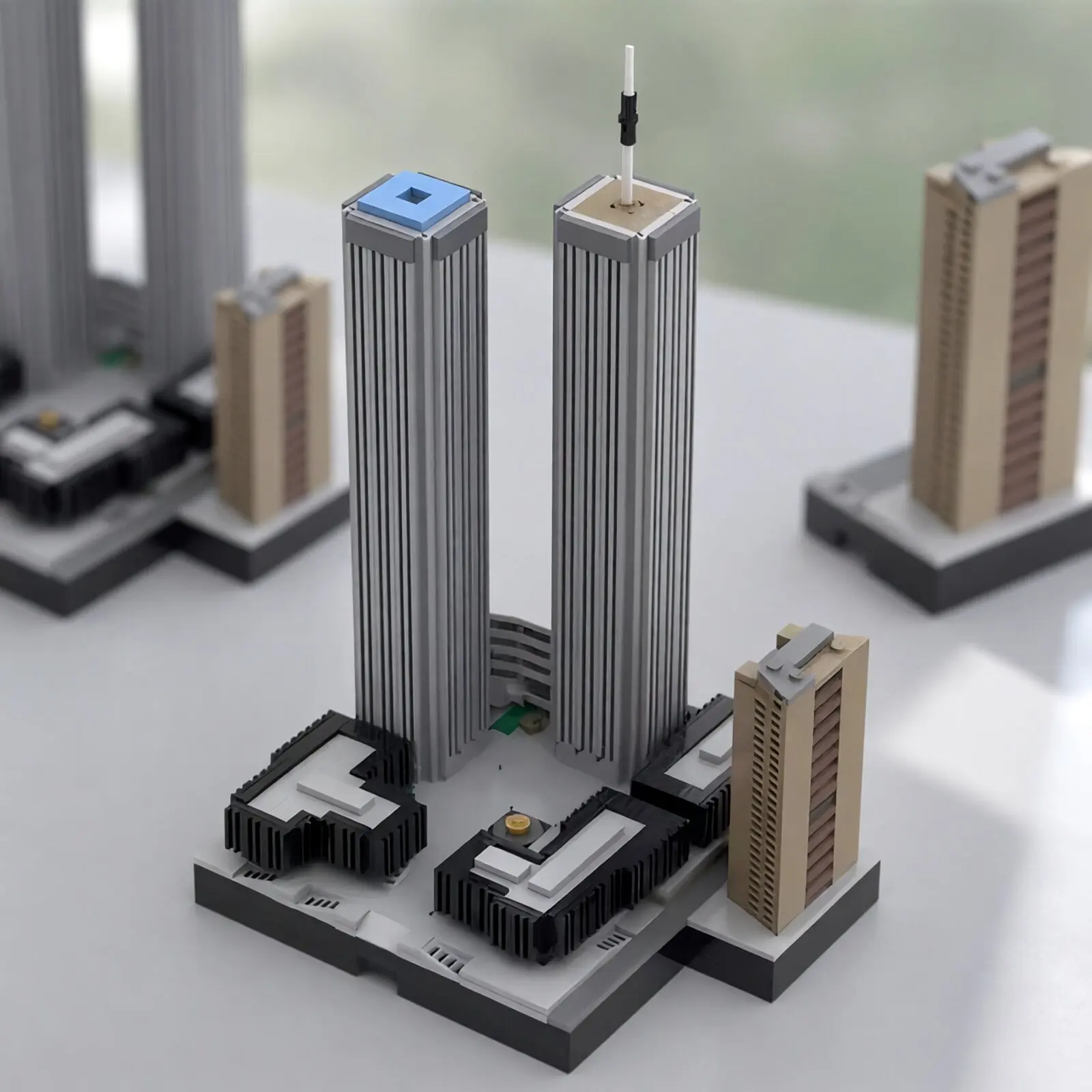 MOC Kreatives Stadt-Landmarken-Skyline-Bausteinmodell World Trade Center Erwachsenen-Bausatz Spielzeug Geburtstagsgeschenk Dekoration
