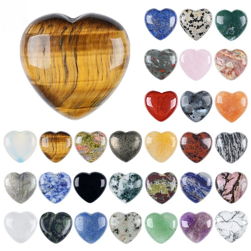 15pcs/lot Natural Stone Love Heart No Hole Polished Beads Handcraft DIY Desktop Micro Landscape Tabletop Healing Crystal Gift