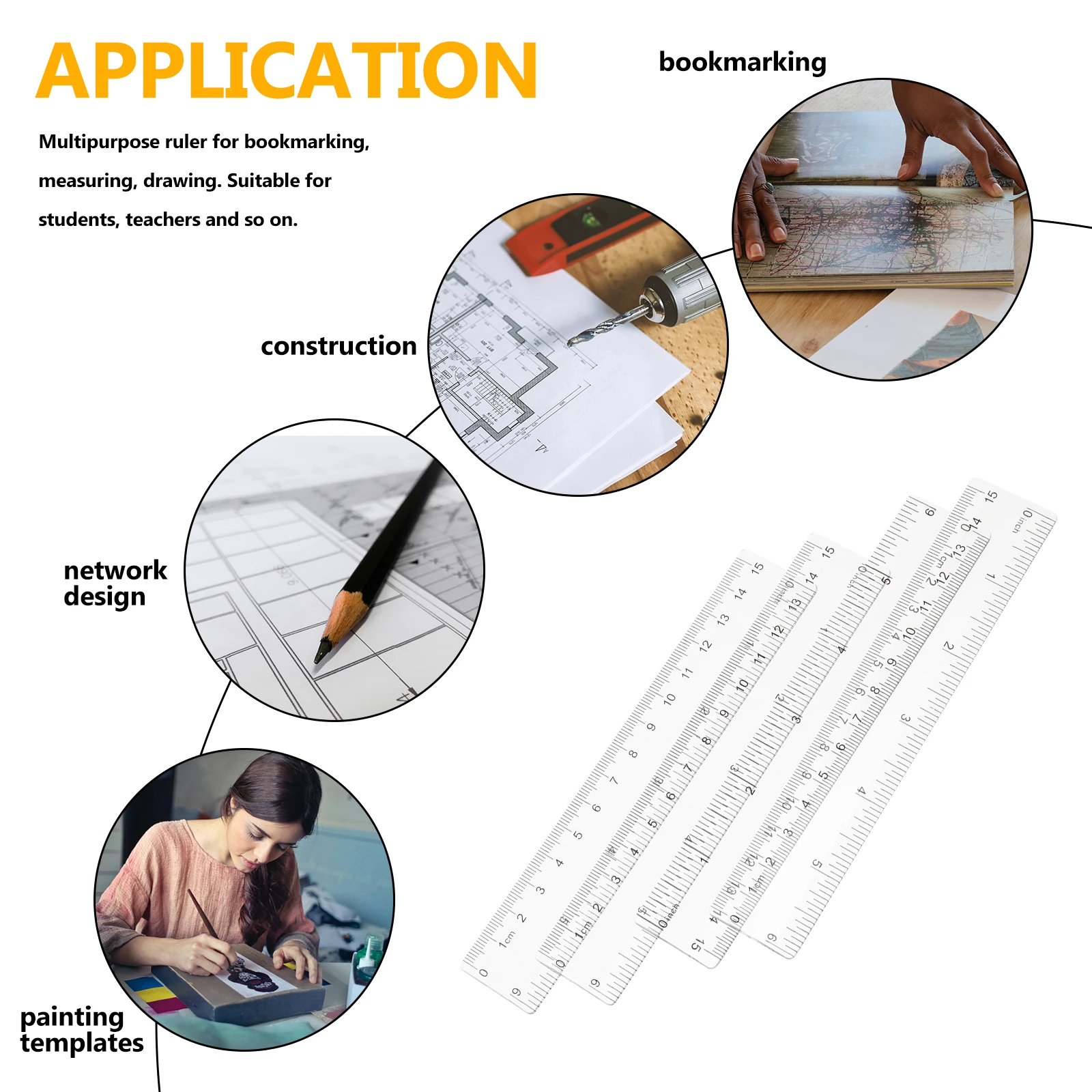 

25 Pcs Clear Plastic Ruler Transparent Straight Rulers for School Measuring Flexible Classroom Short Metric Tools