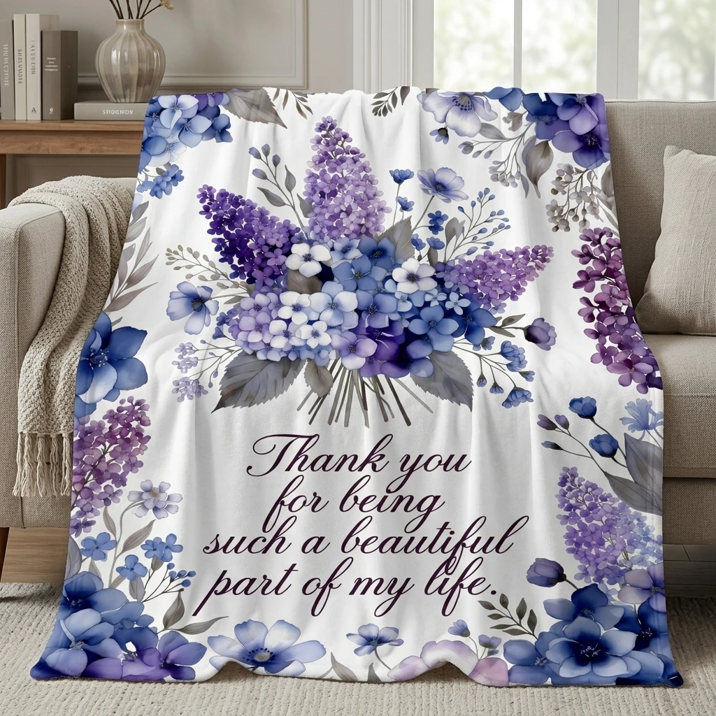 Purple Lilac & Blue Floral 