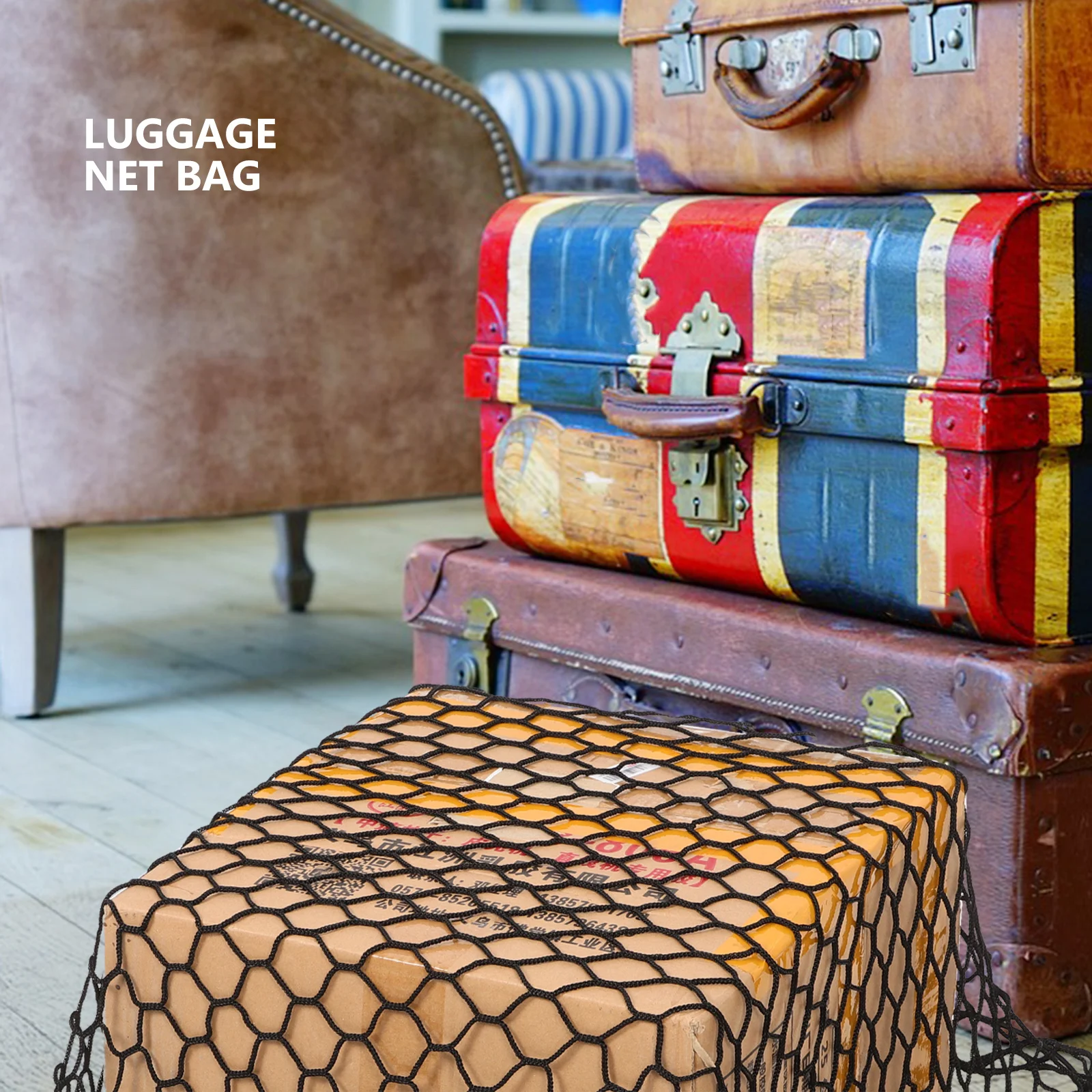 

Elastic Luggage Net for Camping Wagon Garden Cart Trolley Heavy Duty Nylon Rubber Band Secure Outdoor Travel Gear