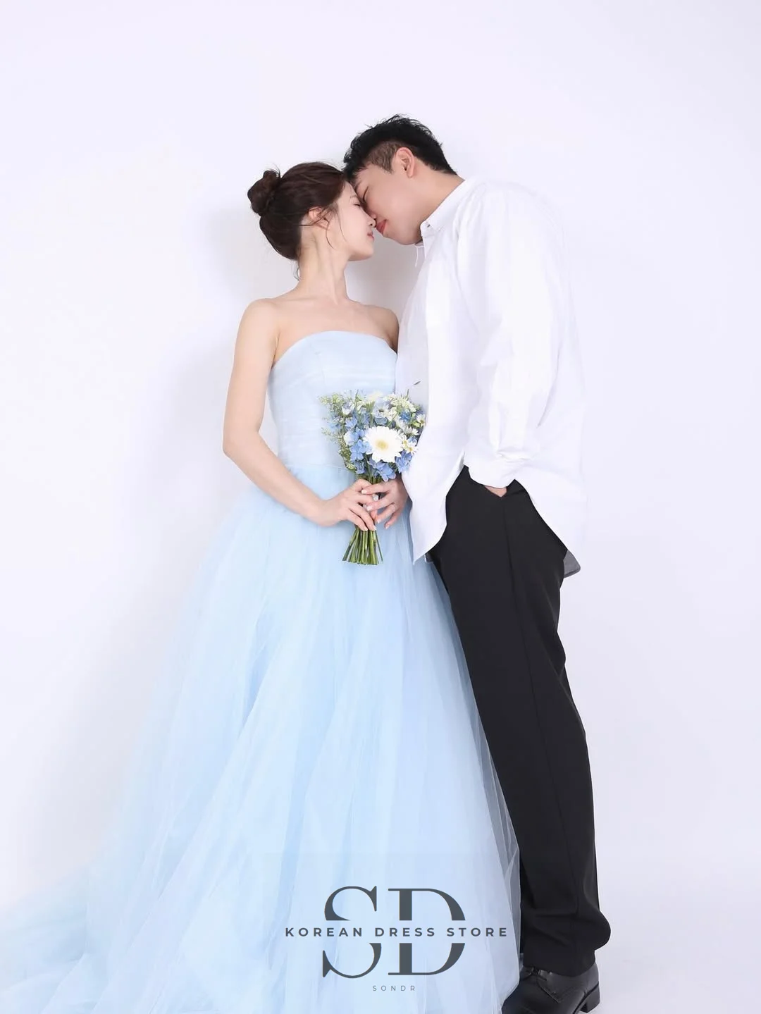 Sondr Light Blue Korean Wedding Dresses Strapless Customized Bridal Self-Wedding Dress Photo Shoot Corset Evening Party Gown