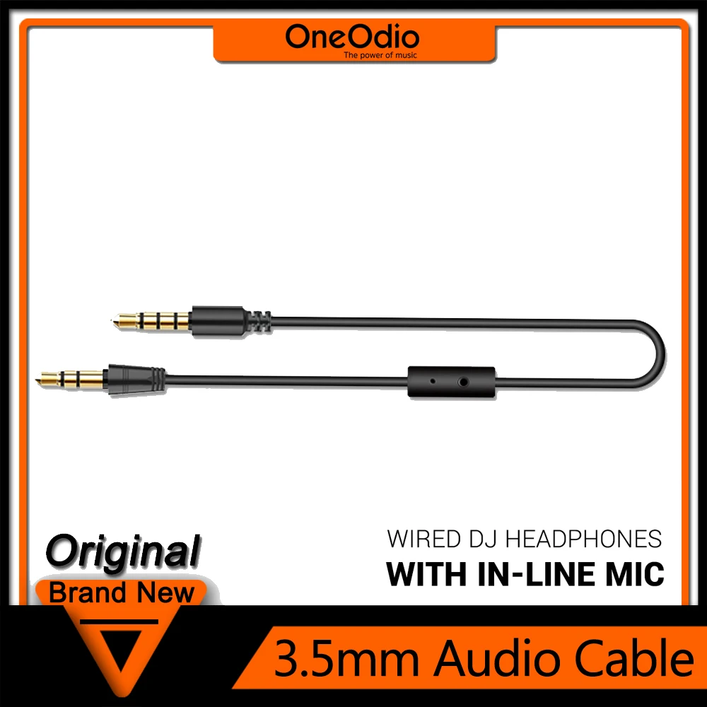 Oneodio 3.5mm Audio Cable For Studio Headphones With Microphone In-Line 1.2m cable With On/Off Button for PC Phone Android