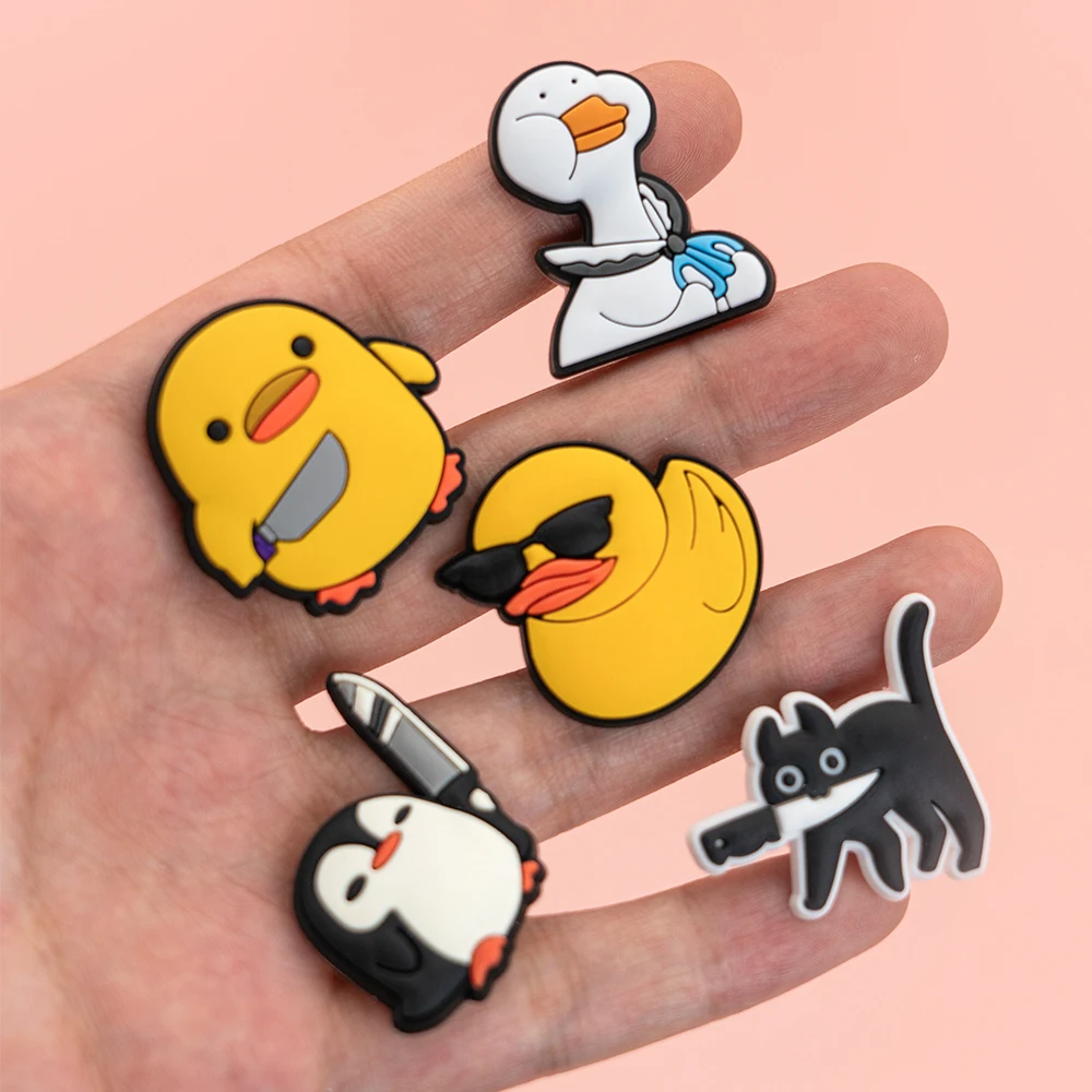 1/10 Stück Cartoon Tiere Schuh Charms Enten Pinguine Katzen Schuh Dekorationen Zubehör Frösche Hunde Pins für Frauen Kinder Clog Schnallen – Detail 6