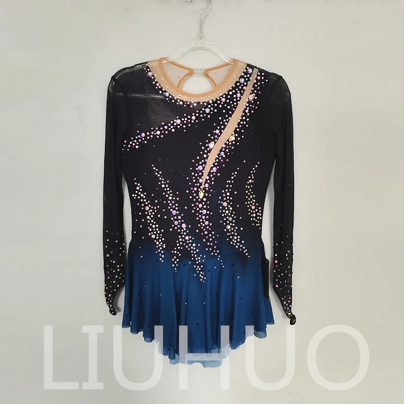 LIUHUO Figure Skating Dress Girls Women Teens Stretchy Spandex Gradient Competition Wholesale