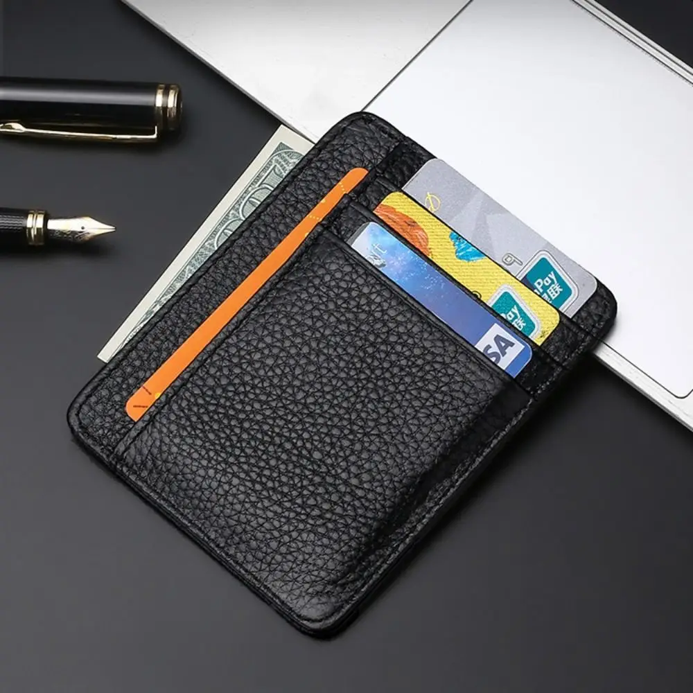Portable Genuine Leather Card Case Ultra Thin Simple Card Holder Multi-card Slot Business Card Case Men Women