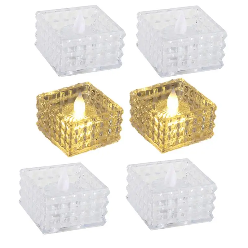 Electric Tea Lights 6pcs Cube Battery Tea Lights Candles Romantic Candles Light Electric Led Candles For Christmas Wedding