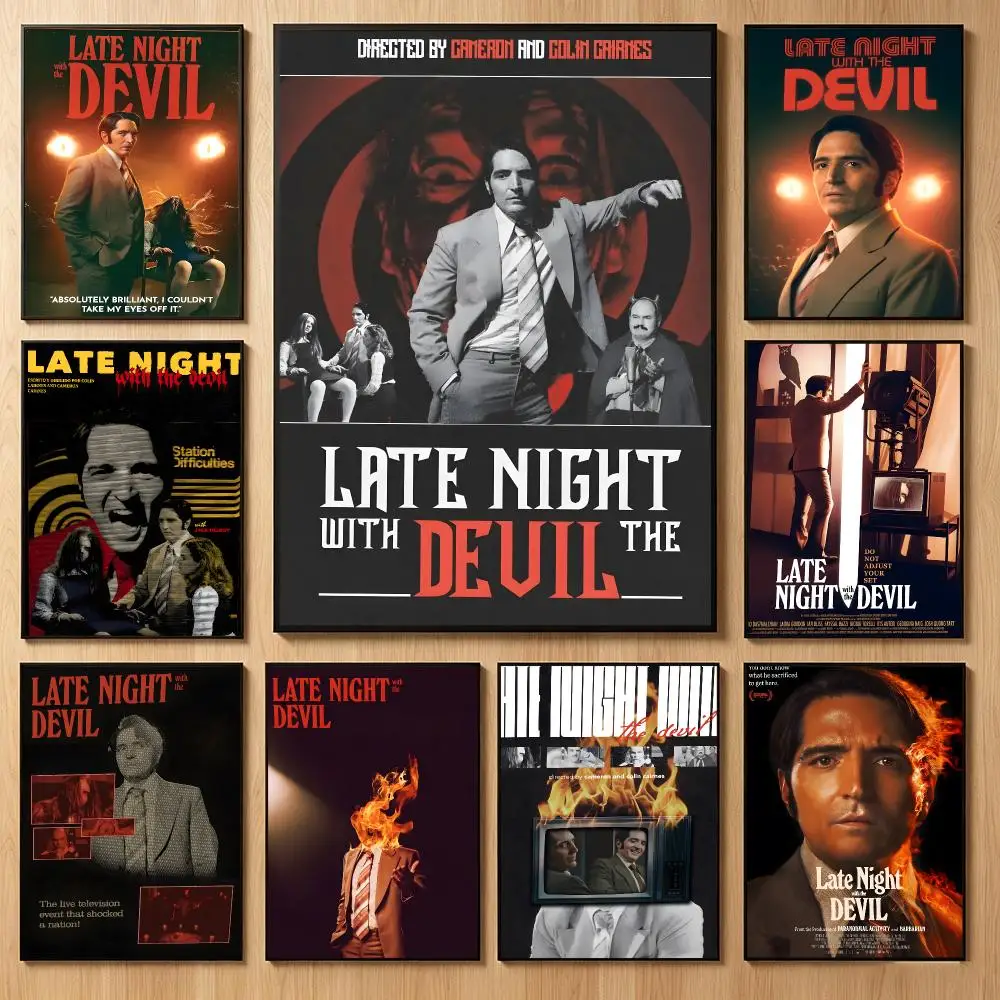 Mysterious Story Feature L-Late Night with the Devil Poster Classic Self-Adhesive PP Wall Sticker for Living Room Bar Decor Gift