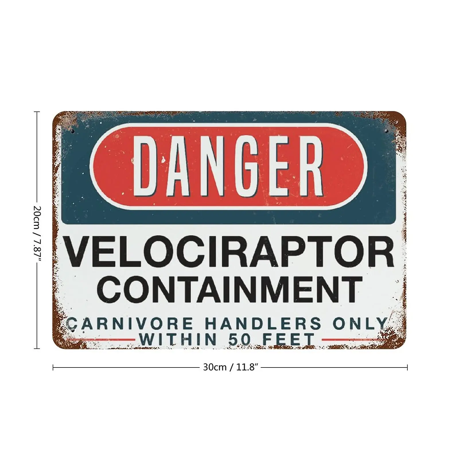 JPKIROZR retro Danger Velociraptor Containment Cranivore Dinosaur tin sign metal poster â€‹wall plaque decoration cafe home gara