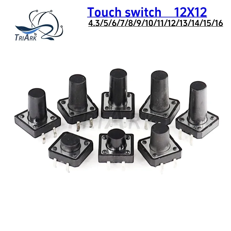 50-100Pcs/lot 12x12mm Tactile Push Button Switch 12*12*4.3/5/6/7/8/9/10/11/12/13/14/15/16mm 4 Pin Micro Panel Tact Switches