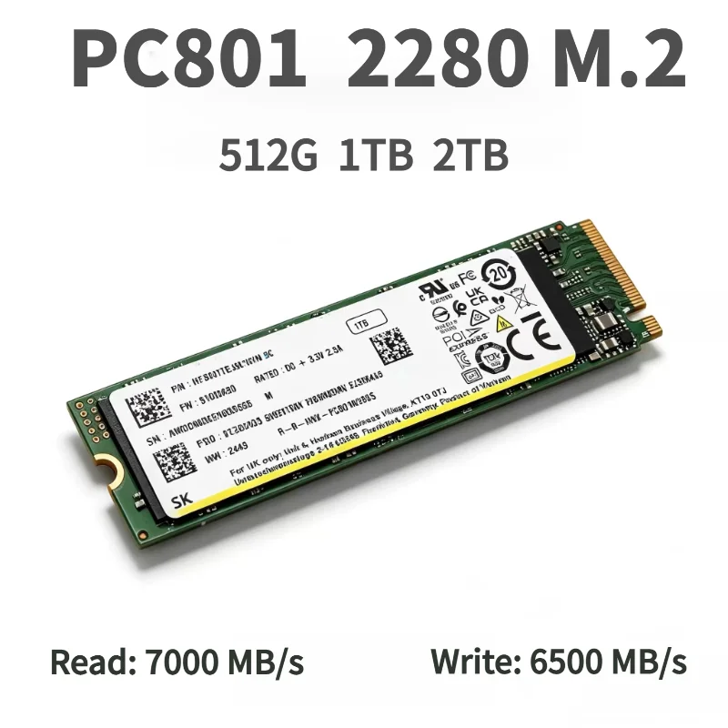 For SK Hynix PC801 512G 1TB 2TB SSD M.2 2280 PCIe Gen4 x4 NVMe 1.4 Solid State Disk 7000MB/s Read For Laptop Desktop Workstation