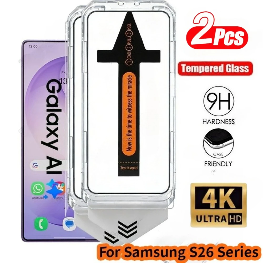 

2Pcs Ultra Clear Screen Protector for Samsung Galaxy S26 S25 S24 S23 Ultra S22 S21 Plus S25 S24 FE One Click Installation Glass