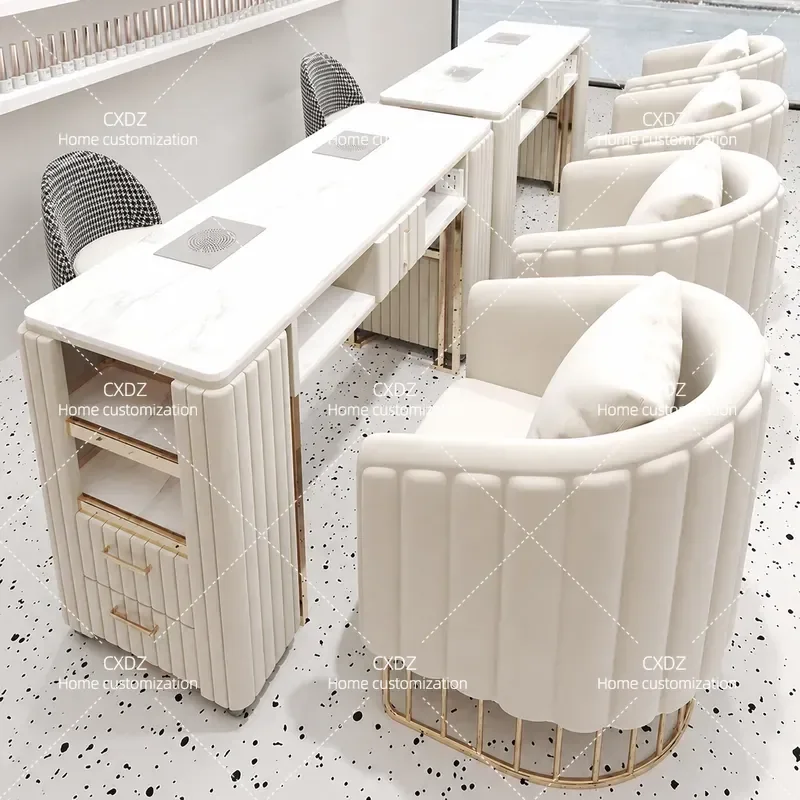 Nail Salon Manicure Table and Chair Set with Vacuum Cleaner Beauty Station Sofa Desk Combo for Professional Nail Art Studio